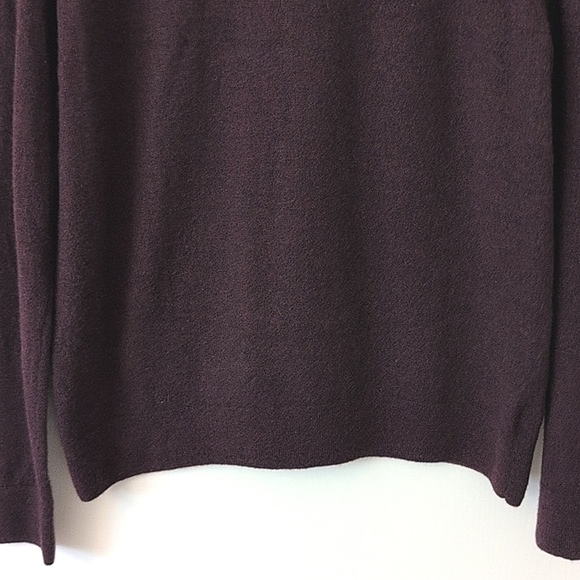 Express Mens Large 100% Extra Fine Merino Wool Quarter Zip Sweater Maroon - Picture 2 of 8